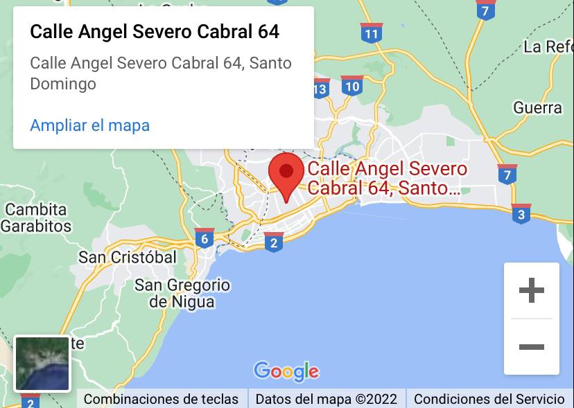 Calle Ángel Severo Cabral, no. 64, Julieta Morales, Santo Domingo.